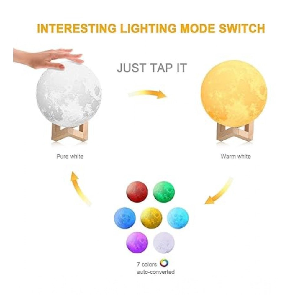 Plastic 3D Moon Night Lamp (Multicolor)