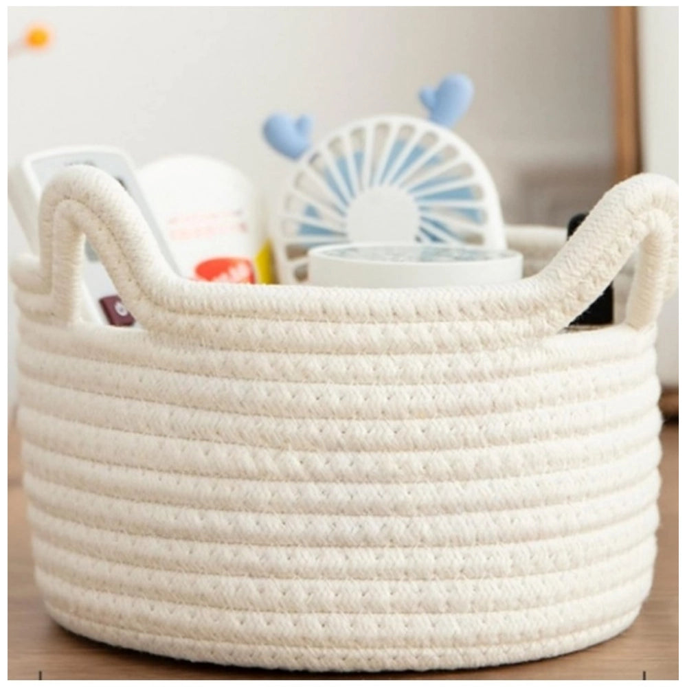 Cotton Storage Basket For Clothes (White)