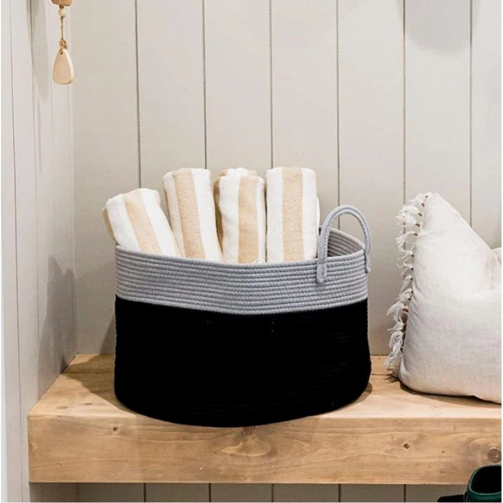 Cotton Laundry/Storage Basket Storage Basket (Grey)