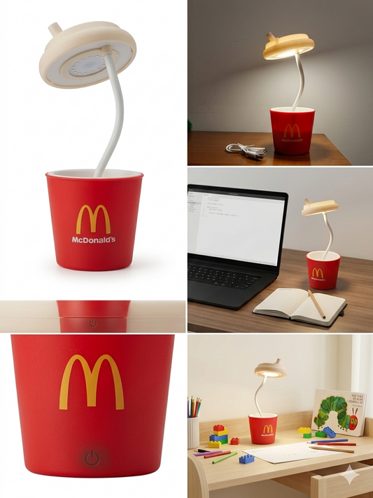 Mini Novelty Drink Cup LED Desk Light | 2-Gear Dimmable & Flexible Gooseneck