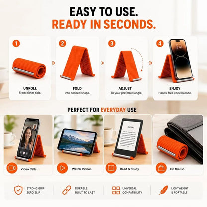 Portable Foldable Silicone Mobile & Tablet Stand | Adjustable Angle | Lightweight & Travel-Friendly