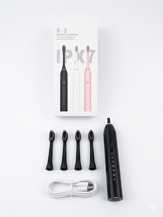 Sonic X-3 Electic Toothbrush with 6 operating modes and extra heads